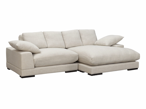 106x46 Plush Linen Look Sofa Chaise Sectional