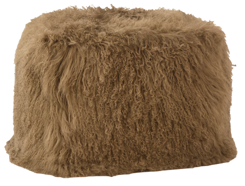 18x18 Brown Lamb Fur Pouf
