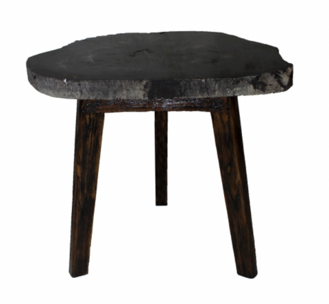 23x18 Black Petrified Wood Marble End Table