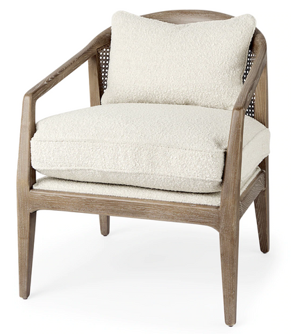 29x25.5 Cane & Fabric Accent Chair