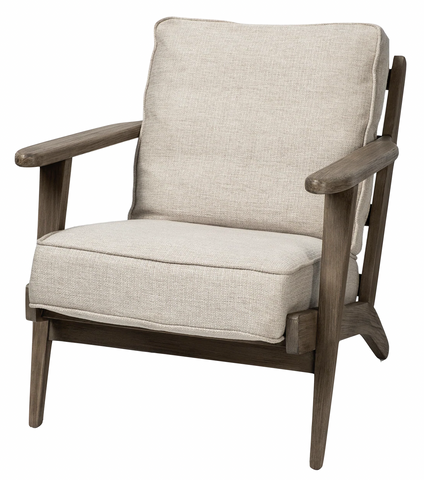 31x28 Wood Frame Accent Chair W/ Beige Fabric