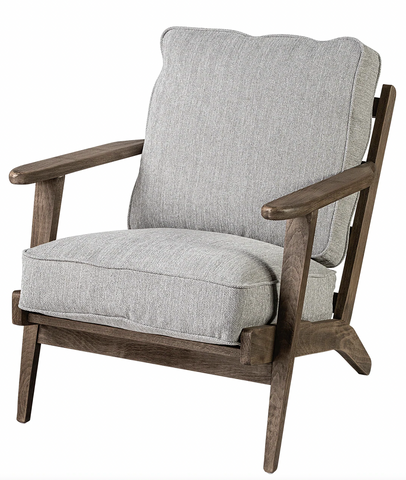 31x28 Wood Frame Accent Chair W/ Grey Fabric