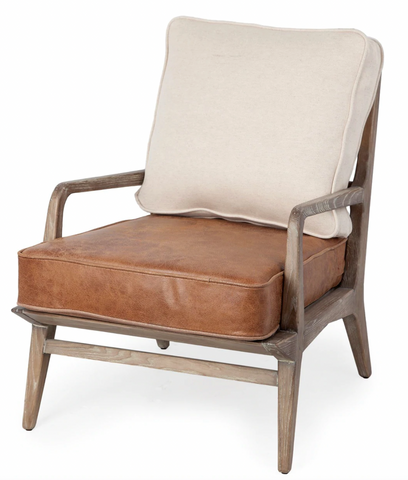 32x24 Leather & Fabric Accent Chair