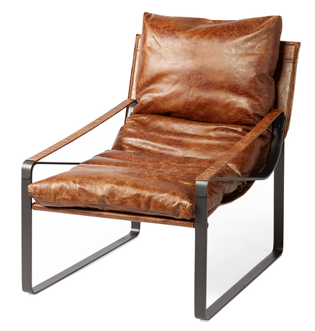 35x27 Chestnut Leather Sling Chair