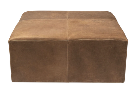 36x36 Brown Leather Ottoman