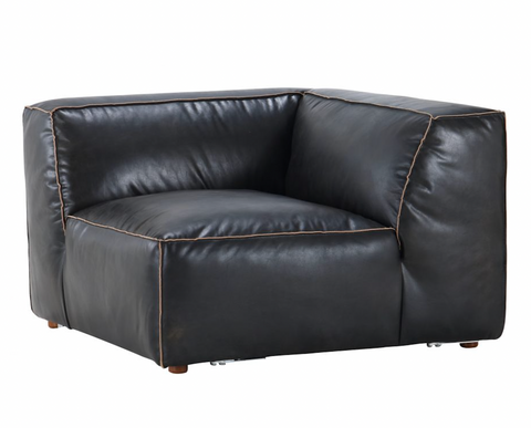 41x41 Black Leather Modular Sectional W/ Raw Edge