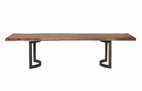 78",98",118" Live Edge Dining Table W/ Iron Base