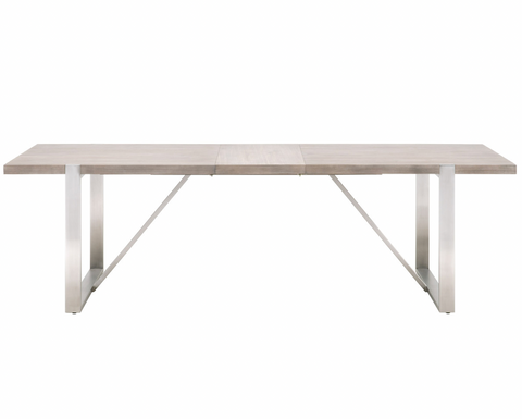 82-100" Acacia Wood & Stainless Steel Dining Table