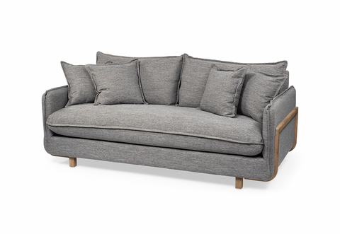 84" Grey Sofa W/ Natural Wood