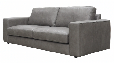 89" Grey Leather Sofa