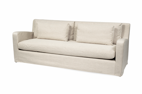 92.5" Beige Fabric Slipcover Sofa