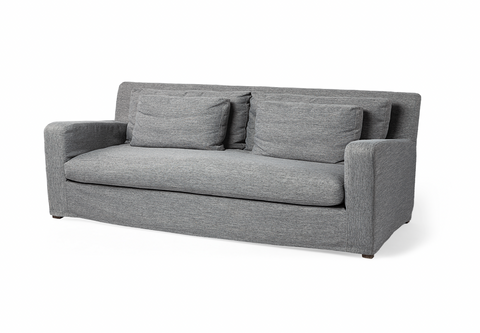 92.5" Dark Grey Fabric Slipcover Sofa