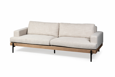 95.5" Beige Fabric Sofa