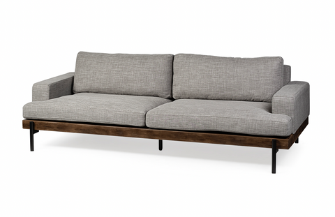 95.5" Grey Fabric Sofa