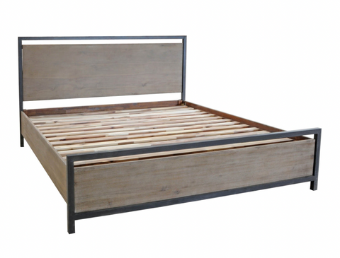 Acacia Wood and Iron Queen & King Bed