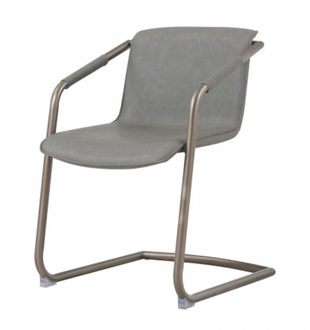 Grey Faux Leather Dining Chair W/ Silver Frame