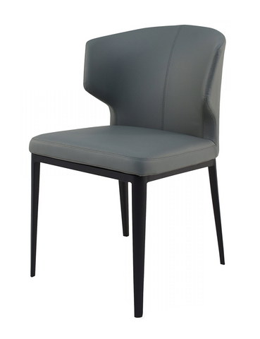 Grey Faux Leather Dining Chair W/ Nailhead