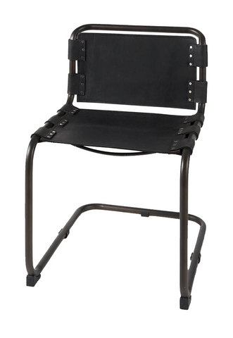 Black Leather Strap Dining Chair